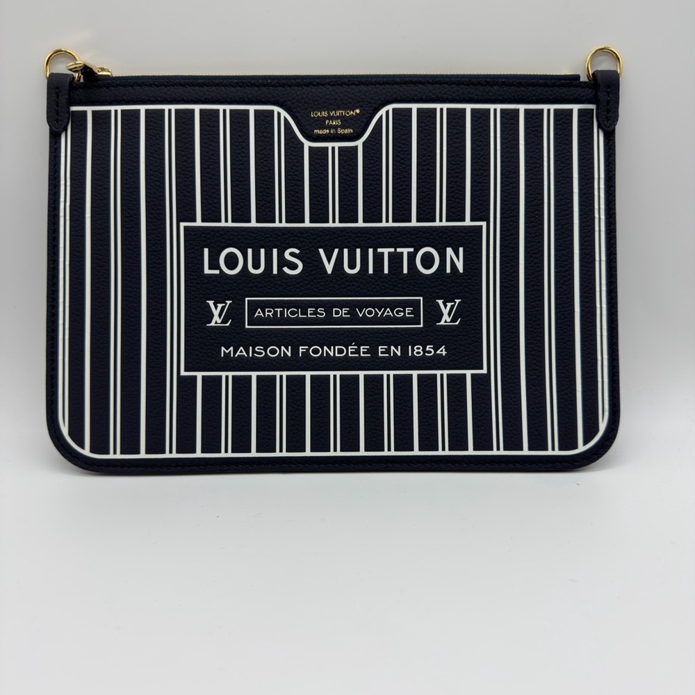 Louis Vuitton Blue and White Striped Clutch
